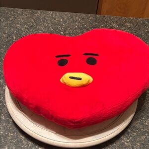 Red Heart-Shaped Plush Pillow